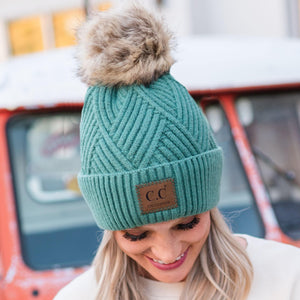CC Criss - Cross Suede Patch Kids Toddler to Adult Beanie Adult - Truly Contagious