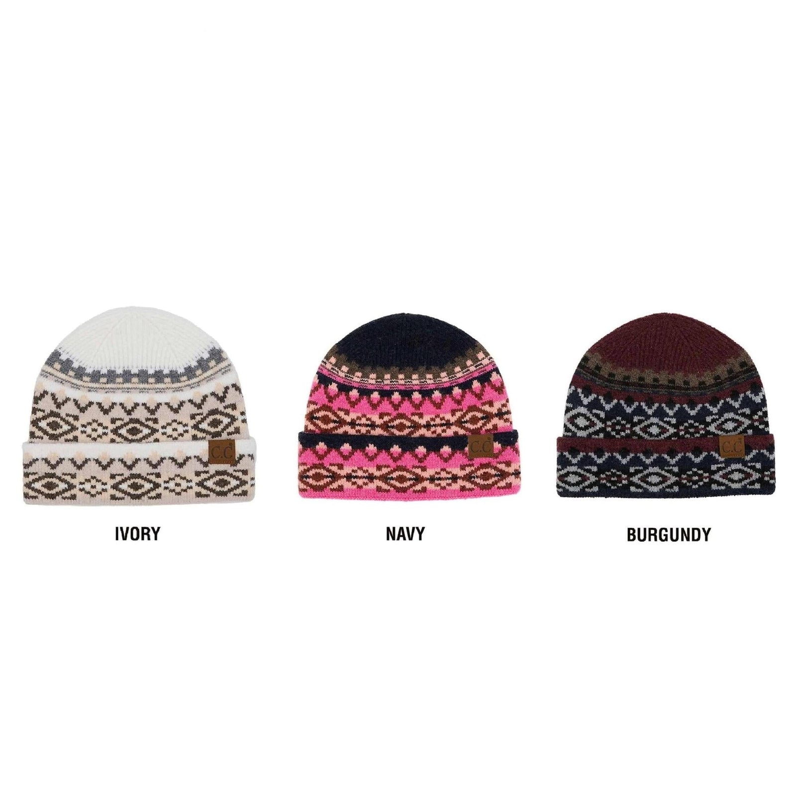 CC Cuffed Popular Pattern Beanie - Truly Contagious
