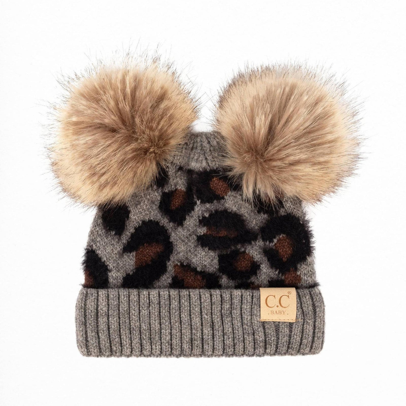 CC Double Pom Baby & Kids Leopard Beanies Hats - Truly Contagious
