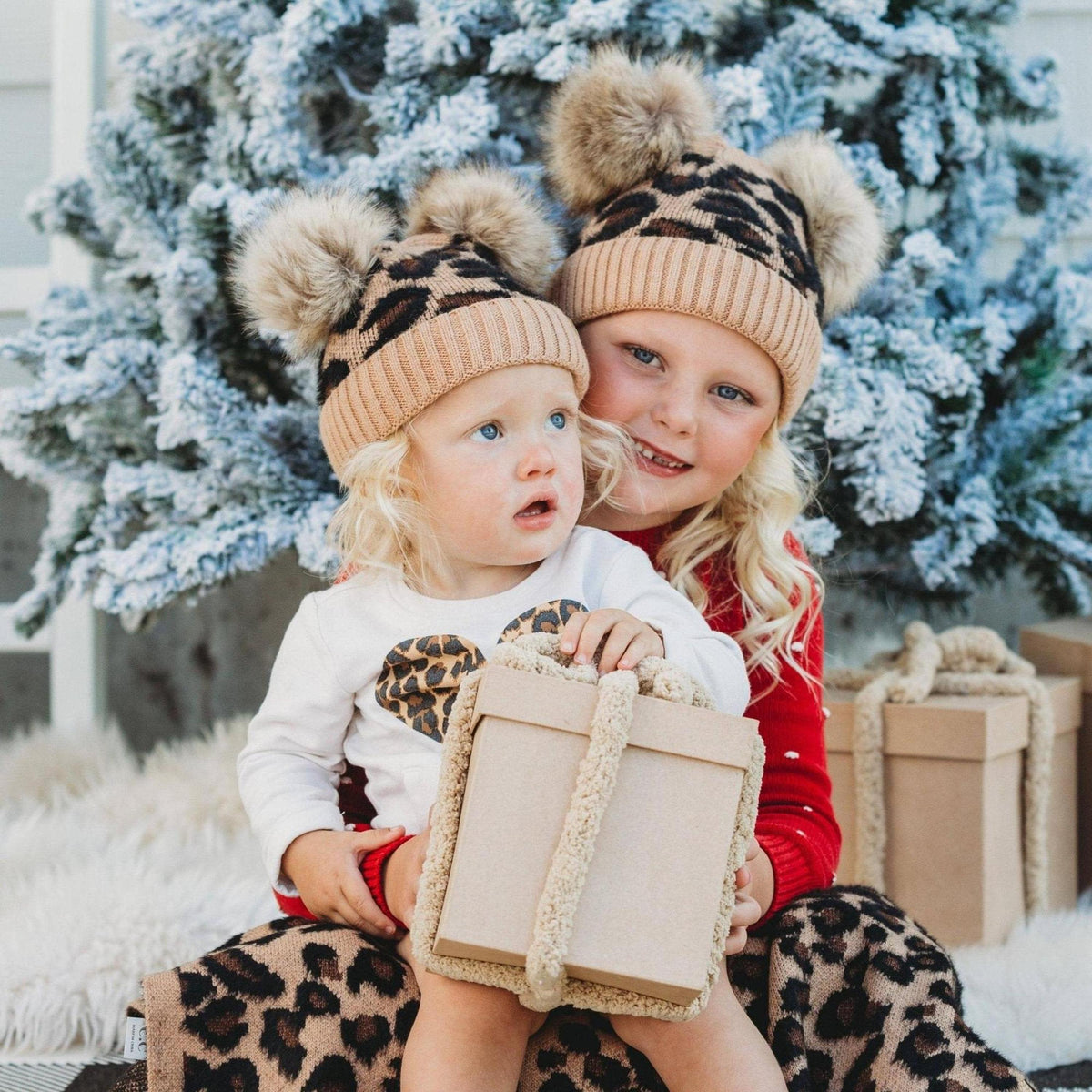 CC Double Pom Baby & Kids Leopard Beanies Hats - Truly Contagious