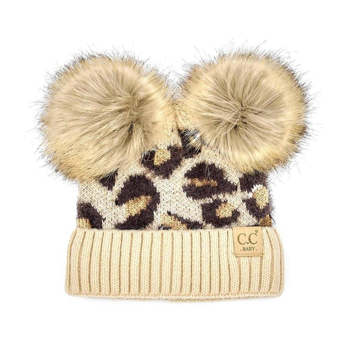 CC Double Pom Baby & Kids Leopard Beanies Hats - Truly Contagious