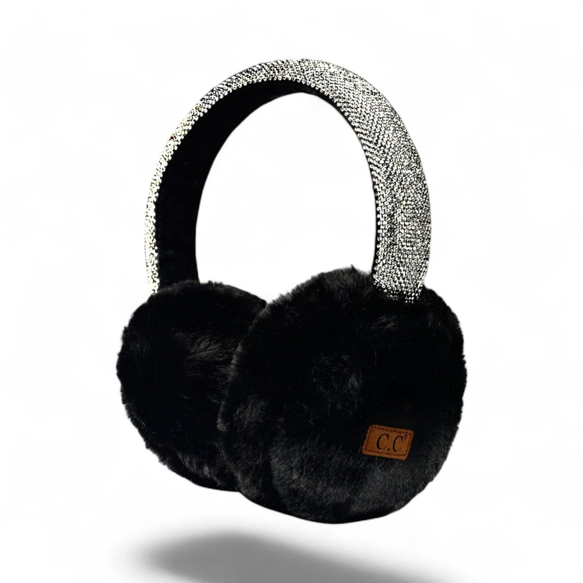 C.C Faux Earmuffs with Rhinestone Band - Stylish Winter Ear Warmers - Truly Contagious