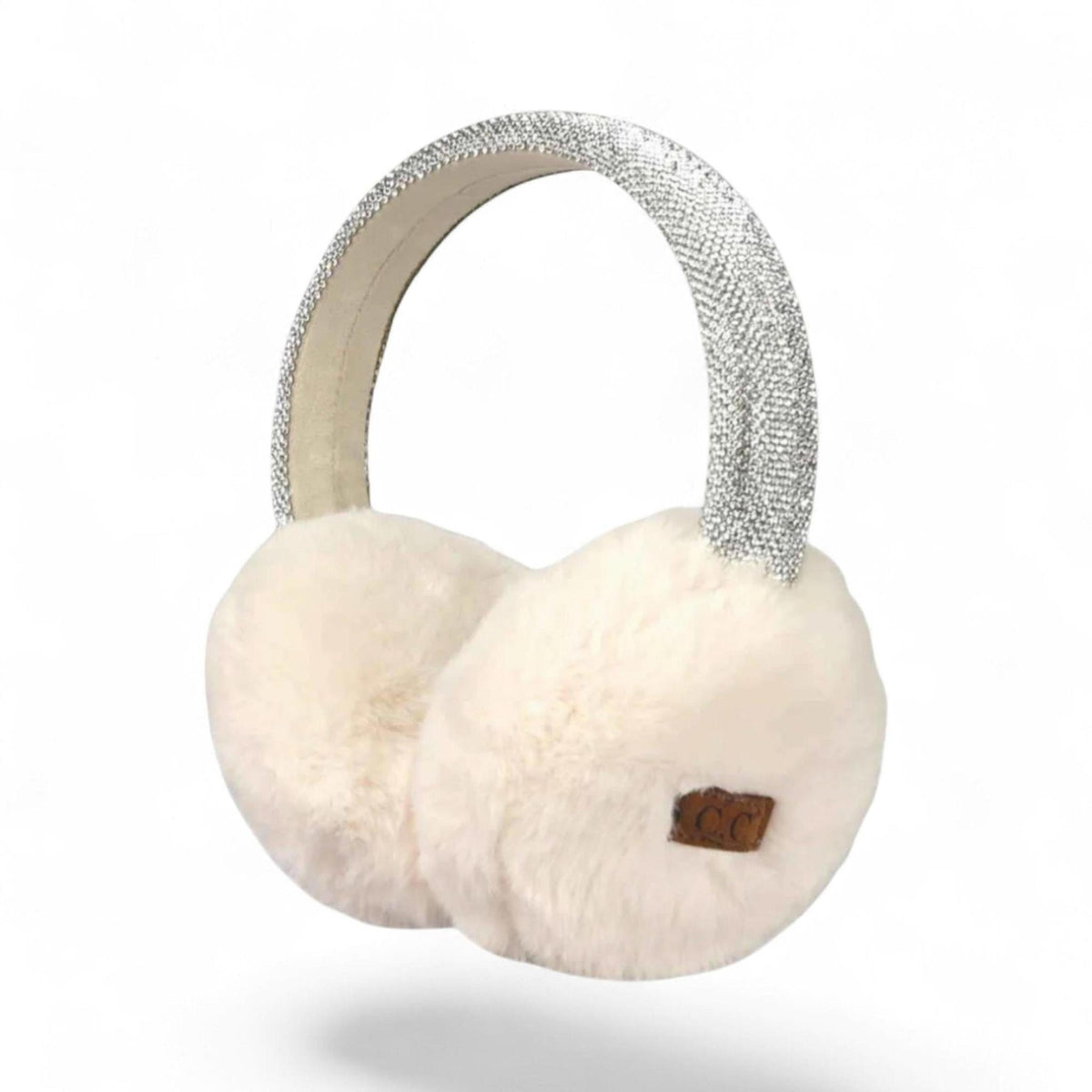 C.C Faux Earmuffs with Rhinestone Band - Stylish Winter Ear Warmers - Truly Contagious