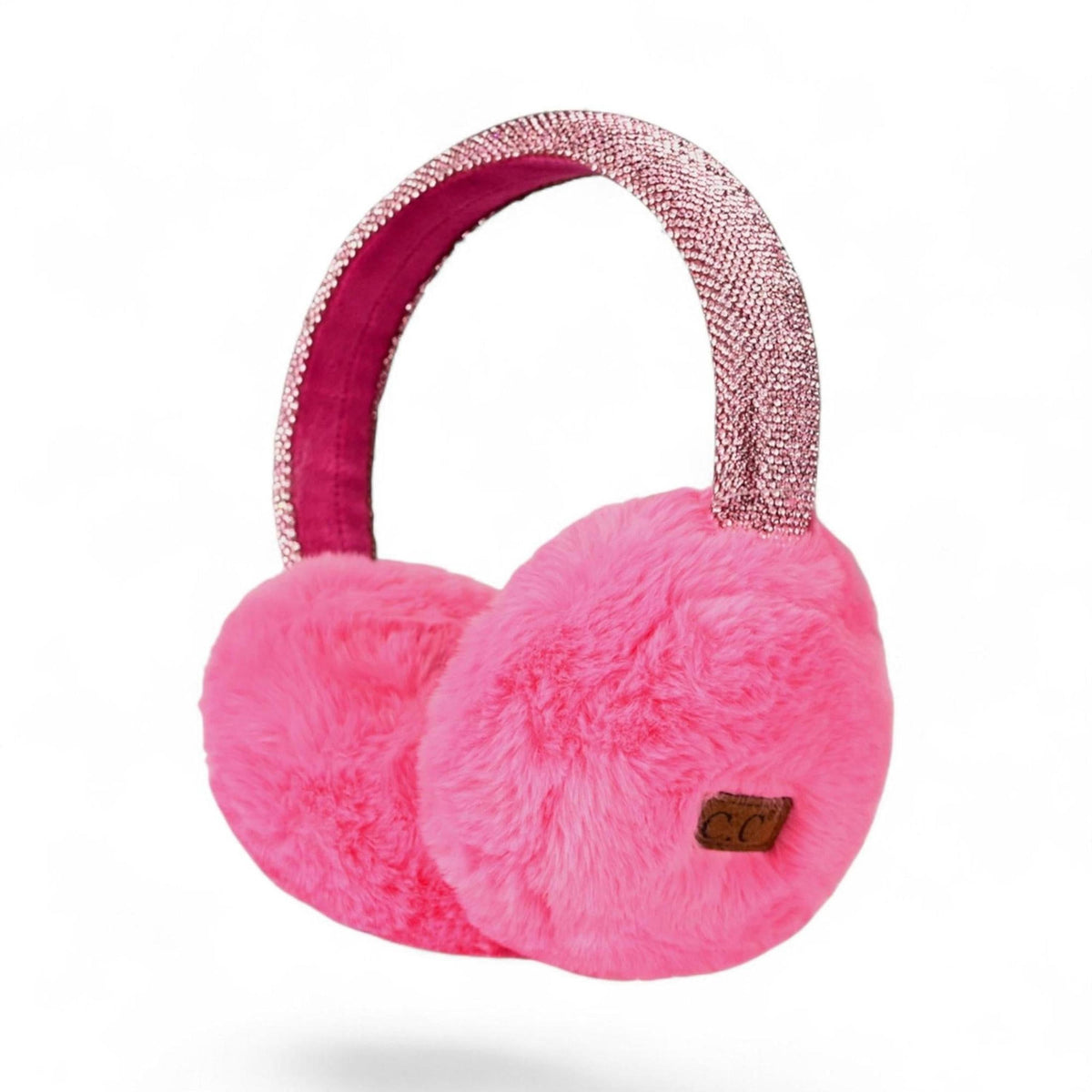 C.C Faux Earmuffs with Rhinestone Band - Stylish Winter Ear Warmers - Truly Contagious