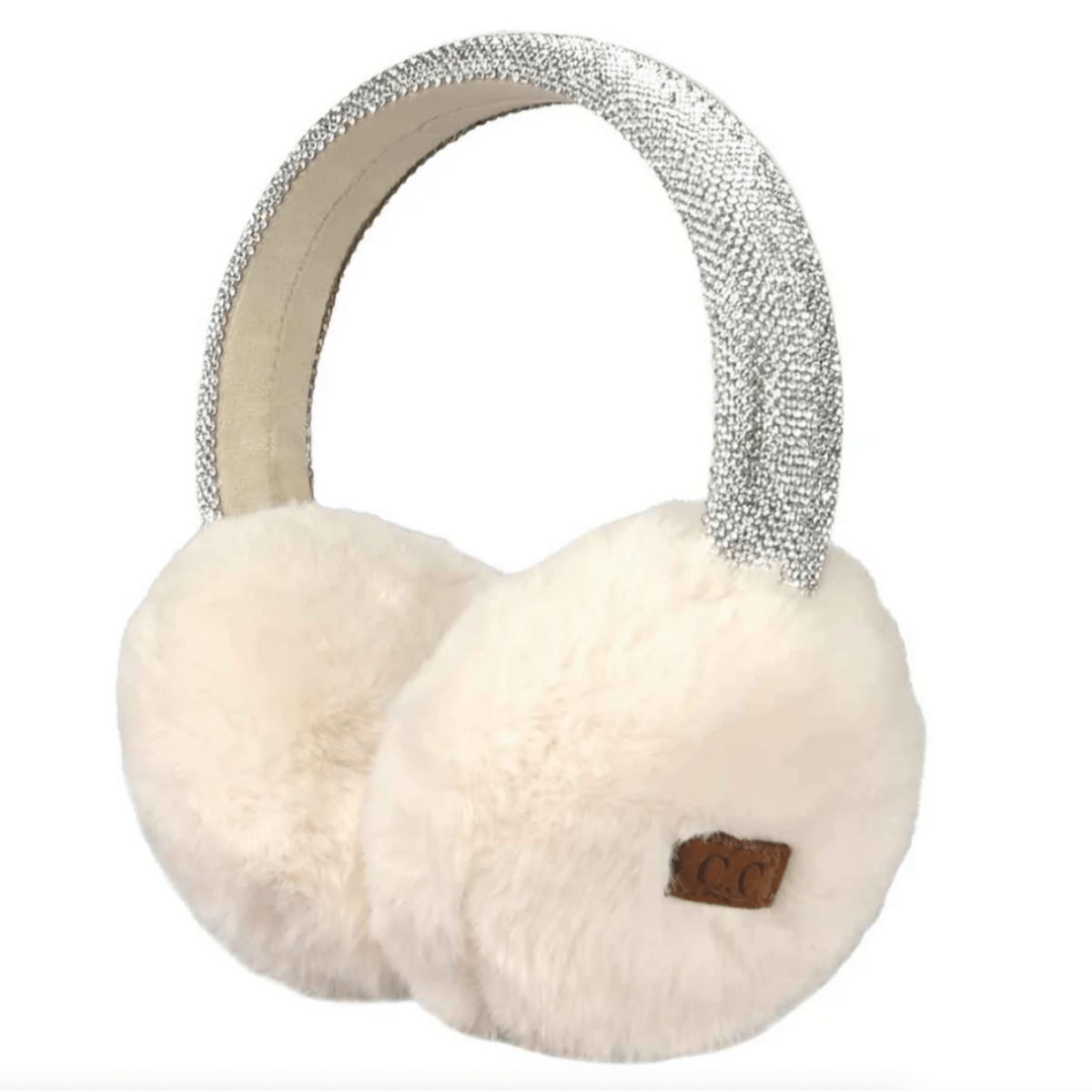 C.C Faux Earmuffs with Rhinestone Band - Stylish Winter Ear Warmers - Truly Contagious