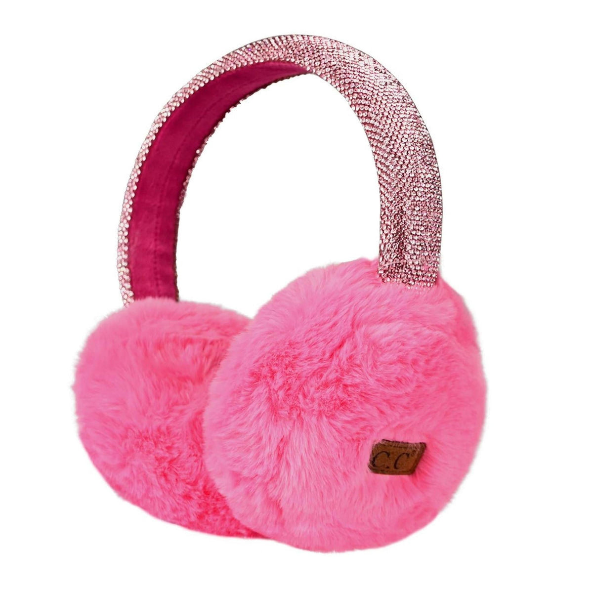 C.C Faux Earmuffs with Rhinestone Band - Stylish Winter Ear Warmers - Truly Contagious