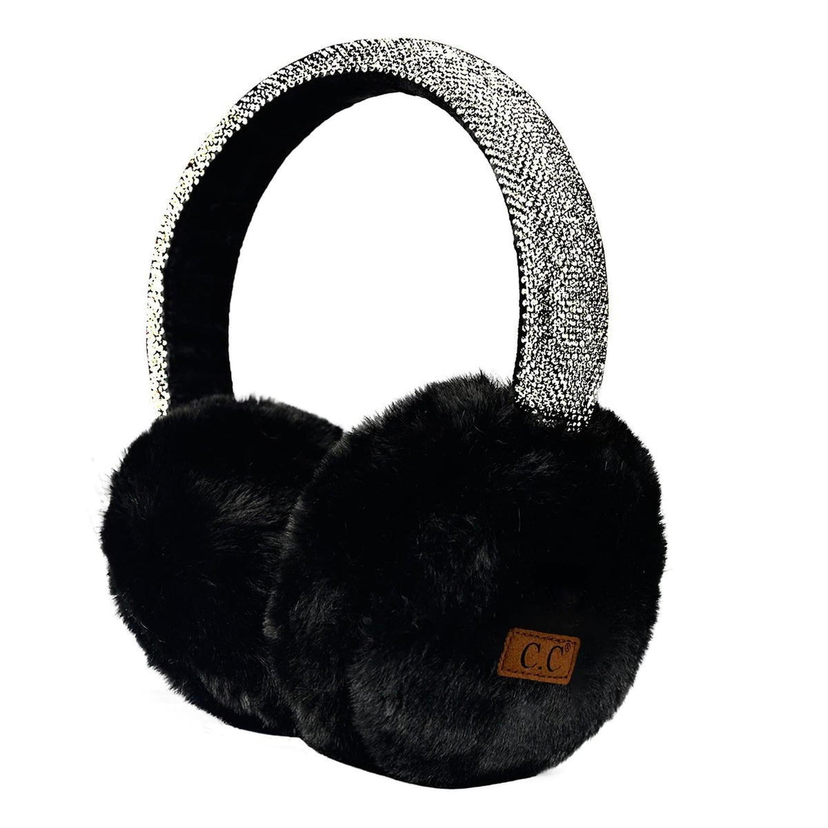 C.C Faux Earmuffs with Rhinestone Band - Stylish Winter Ear Warmers - Truly Contagious