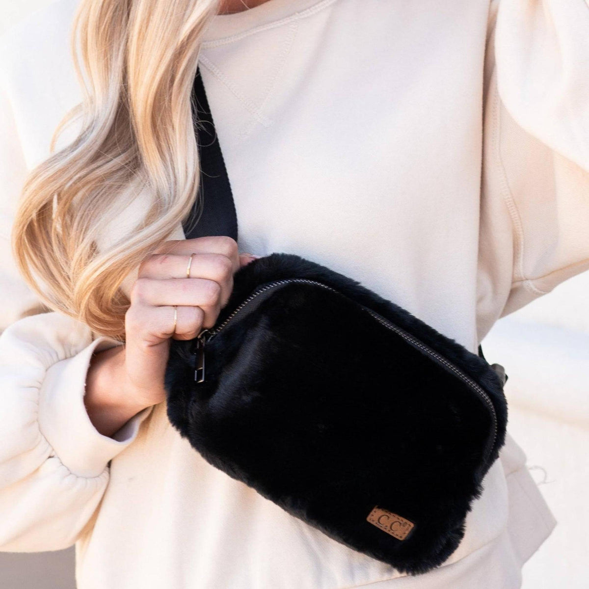 CC Faux Fur Cross - Body Belt Bag | Fanny Pack | Sling Bag - Truly Contagious