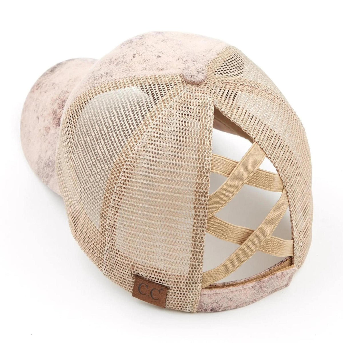 CC Faux Leather Hats Criss Cross Style Women Cap for Ponytails - Truly Contagious