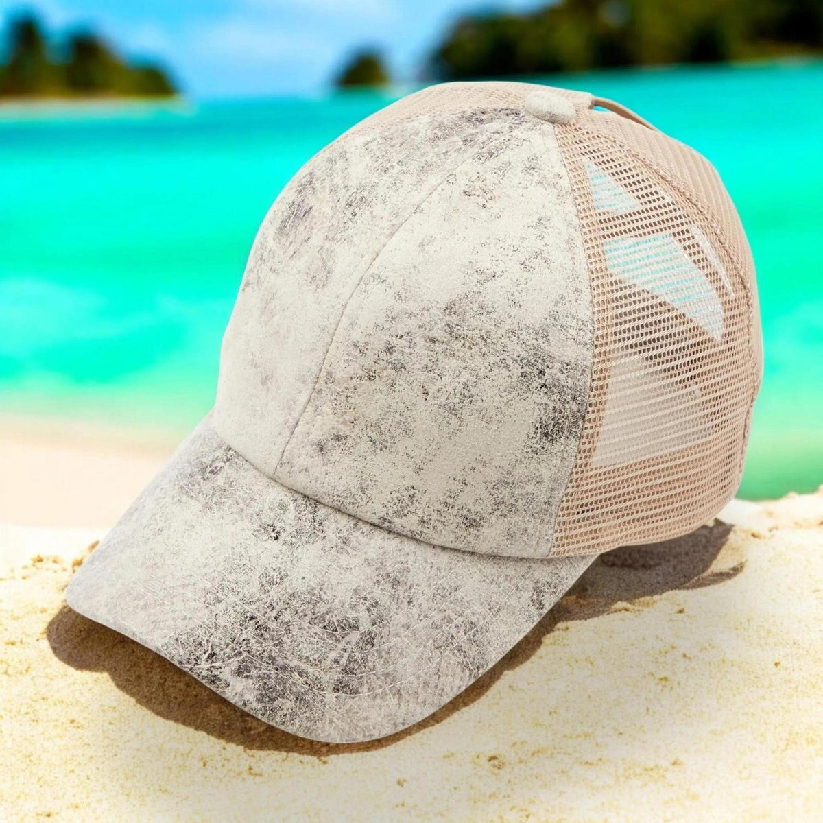 CC Faux Leather Hats Criss Cross Style Women Cap for Ponytails - Truly Contagious