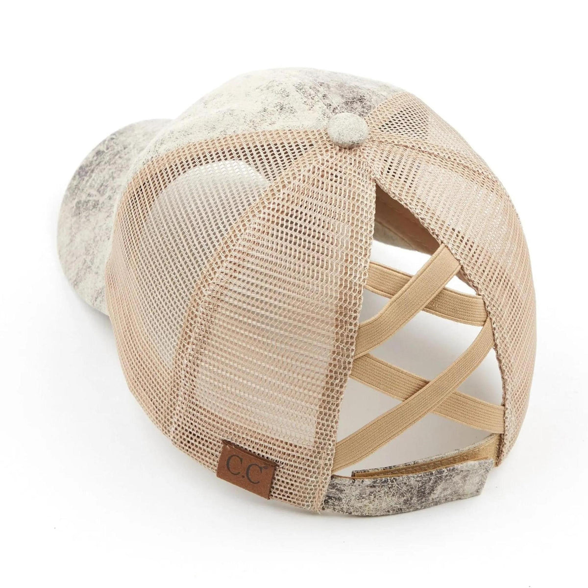 CC Faux Leather Hats Criss Cross Style Women Cap for Ponytails - Truly Contagious