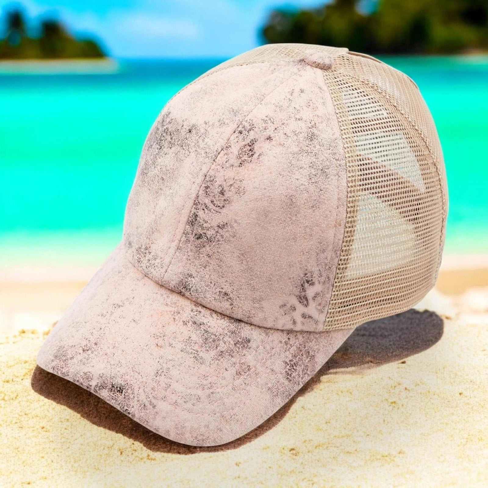 CC Faux Leather Hats Criss Cross Style Women Cap for Ponytails - Truly Contagious