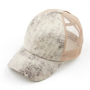 CC Faux Leather Hats Criss Cross Style Women Cap for Ponytails - Truly Contagious