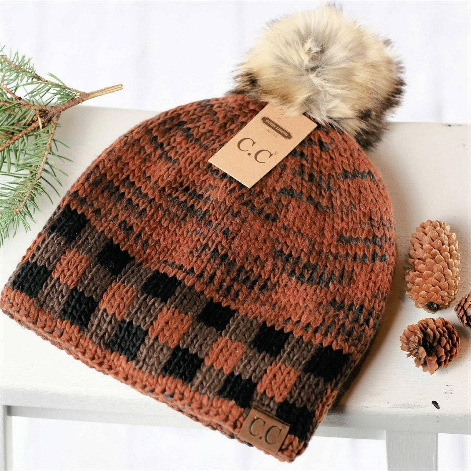 CC Fire Cozy Buffalo Plaid Beanie - Truly Contagious