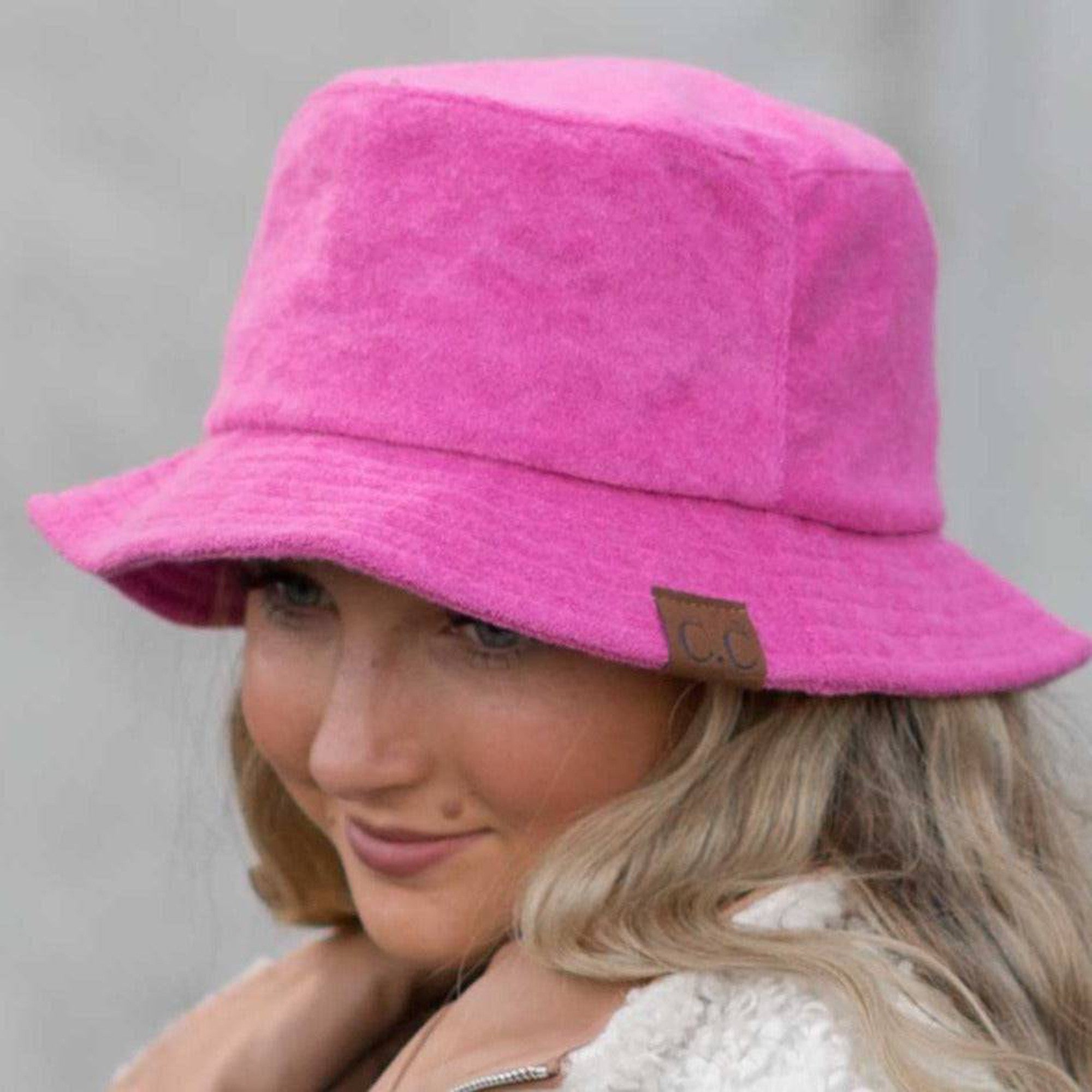 ☆THE GREATEST☆ String Knit Bucket Pink CC Foldable Terry Cloth Bucket Hat - Truly Contagious