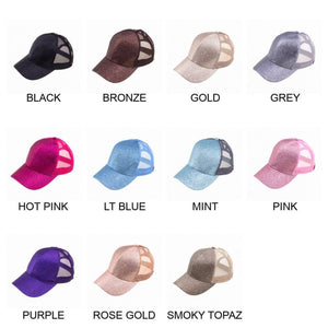 CC Glitter Messy Bun Pony Cap Women Kids, Toddler Trucker Hats - Truly Contagious