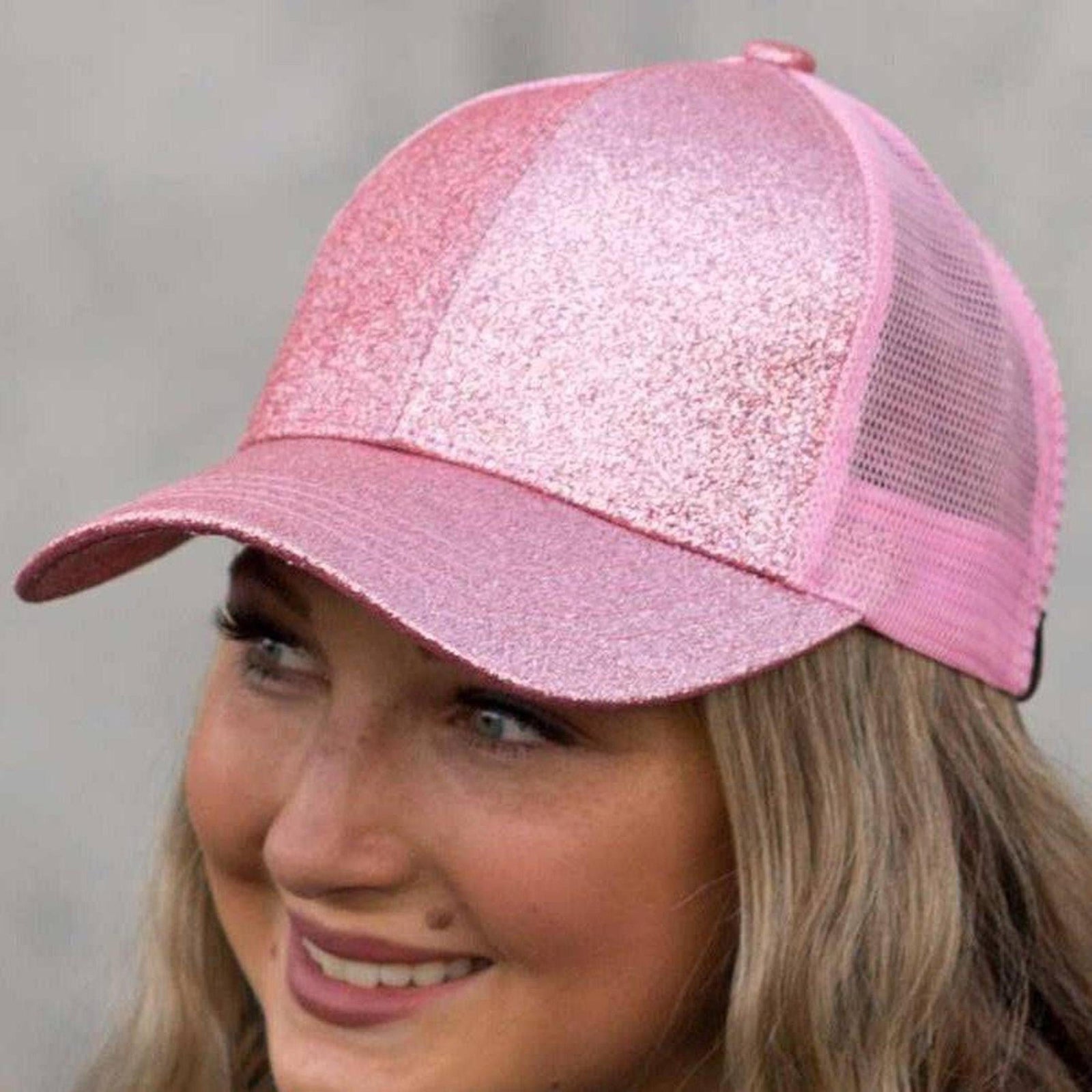 CC Glitter Messy Bun Pony Cap Women Kids, Toddler Trucker Hats - Truly Contagious