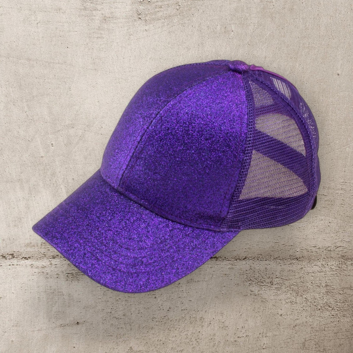 CC Glitter Messy Bun Pony Cap Women Teen Adjustable Fit Trucker Hats - Truly Contagious