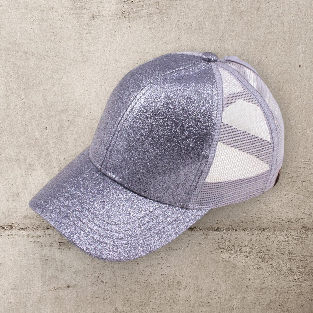 CC Glitter Messy Bun Pony Cap Women Teen Adjustable Fit Trucker Hats - Truly Contagious