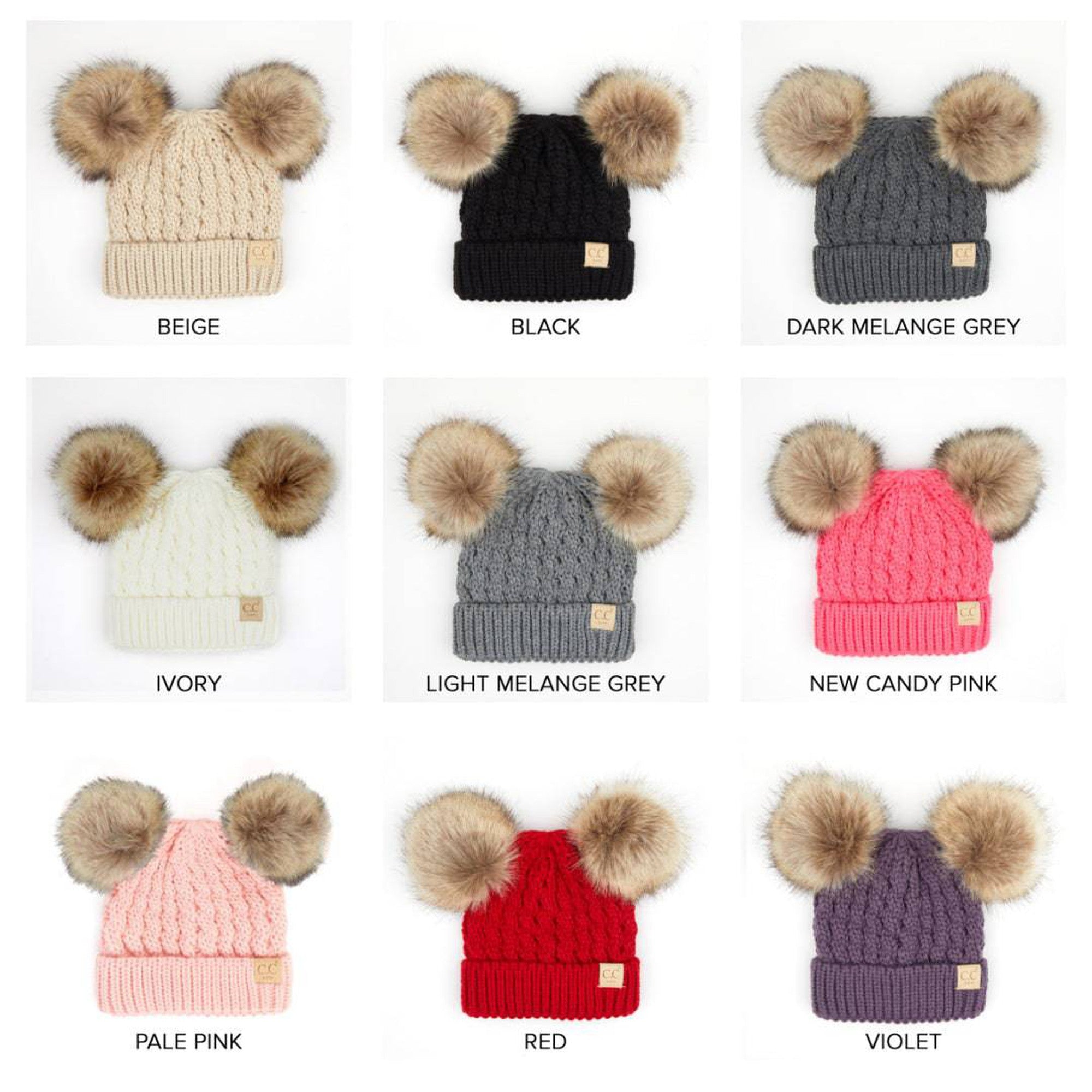 CC Kids Double Pom Beanies Hats - Truly Contagious