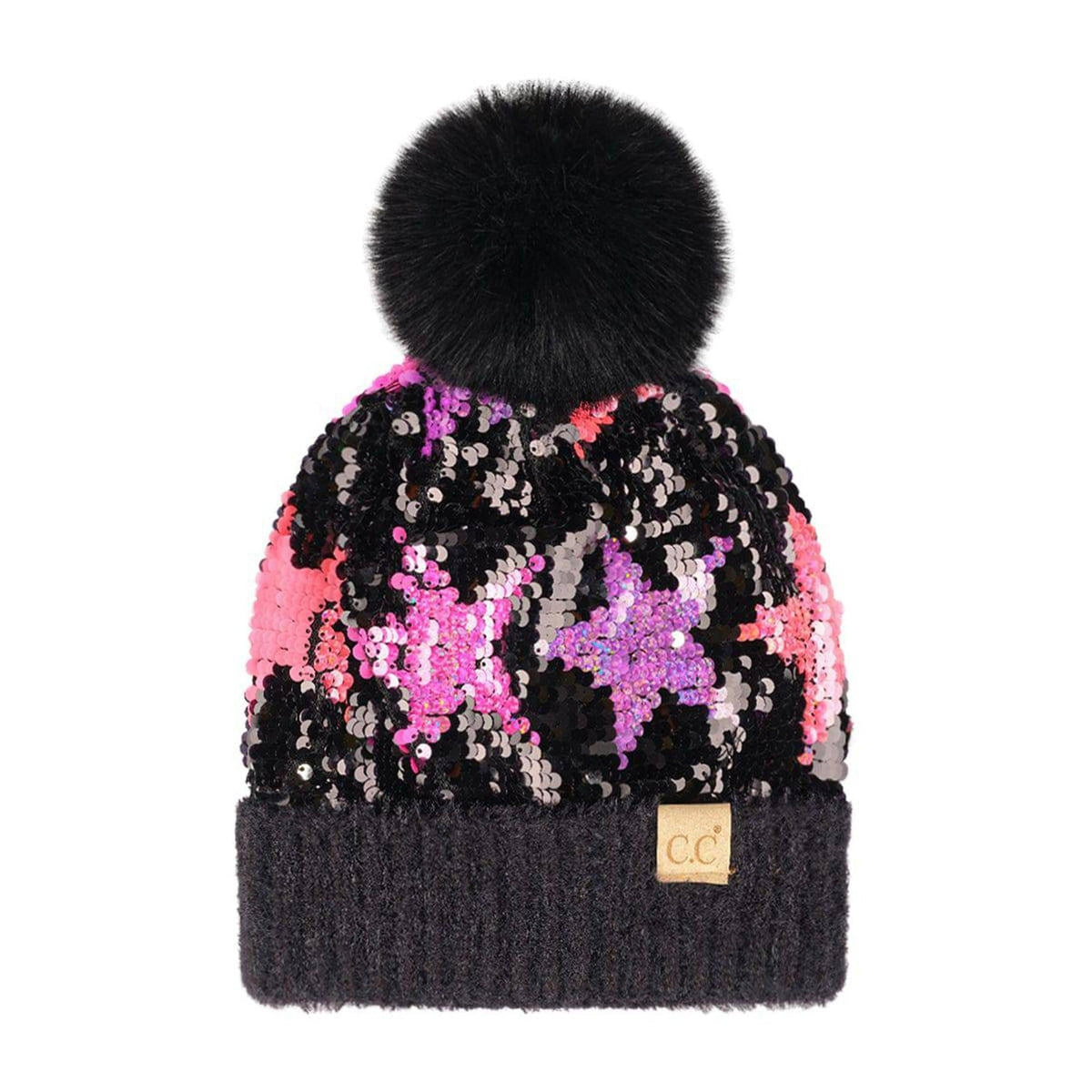 CC Kids Sequin Faux Fur Pom Beanie - Truly Contagious
