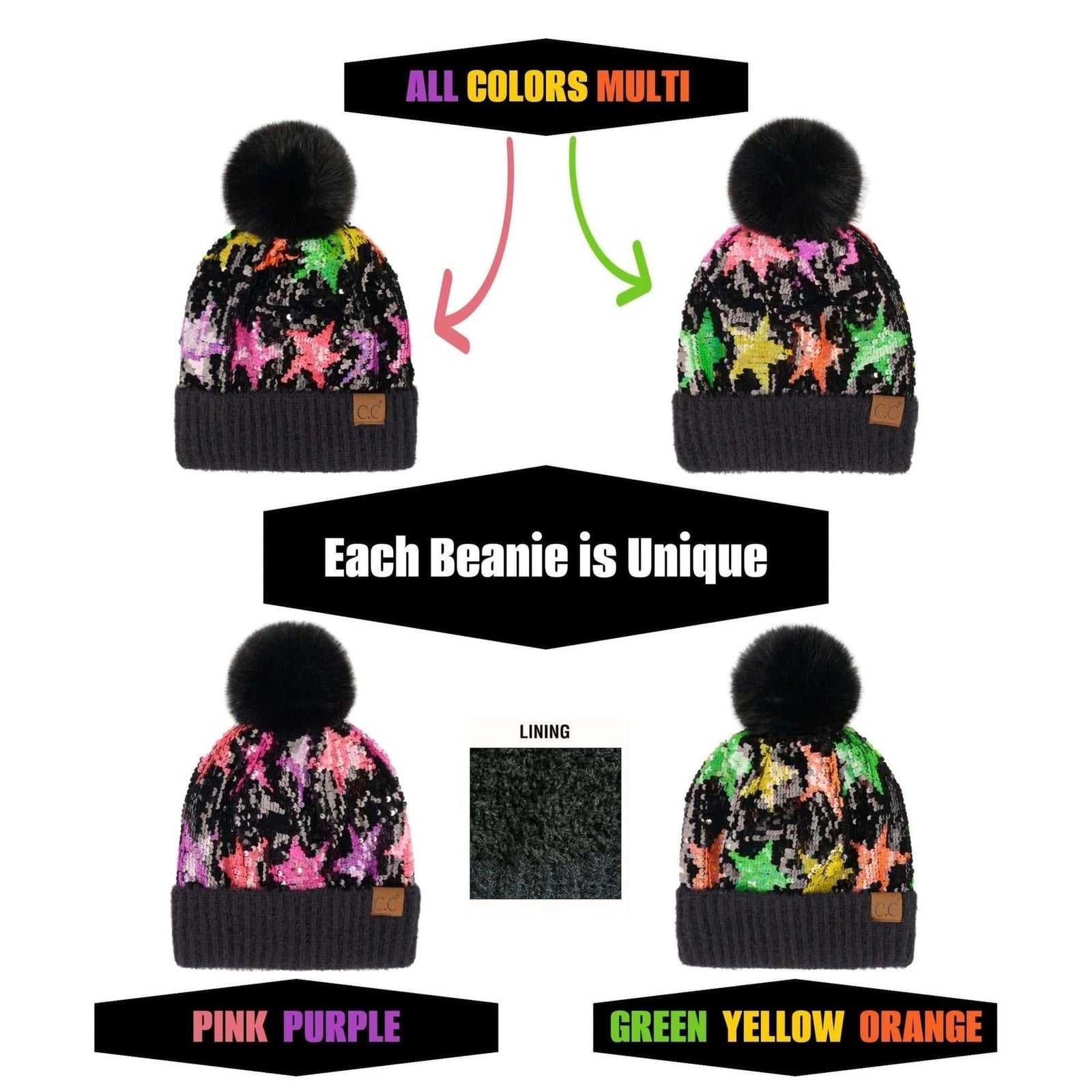 CC Kids Sequin Faux Fur Pom Beanie - Truly Contagious
