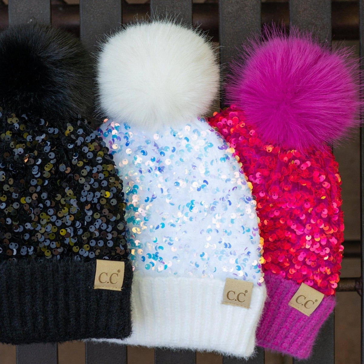 CC Kids Sequin Faux Fur Pom Beanie - Truly Contagious