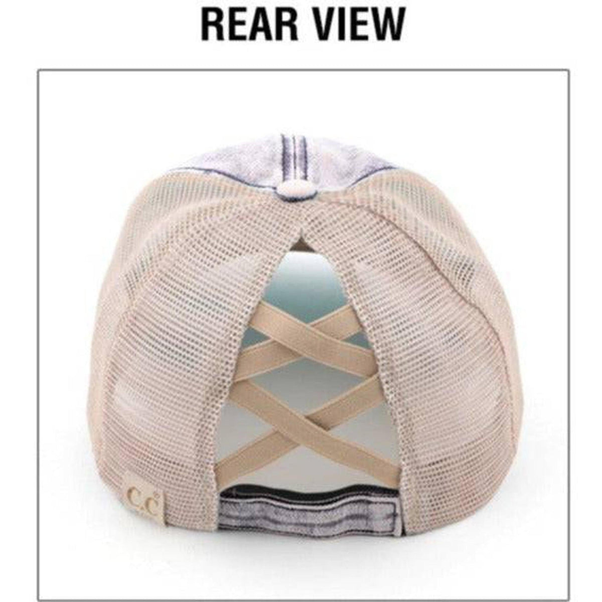 CC Kids Washed Denim Pony Hats Criss Cross Style Women Cap for Ponytails - Truly Contagious