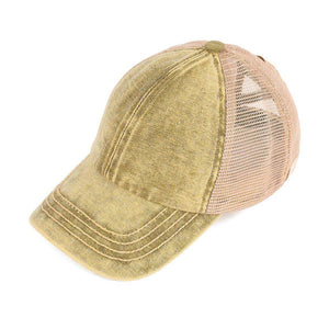 CC Kids Washed Denim Pony Hats Criss Cross Style Women Cap for Ponytails - Truly Contagious