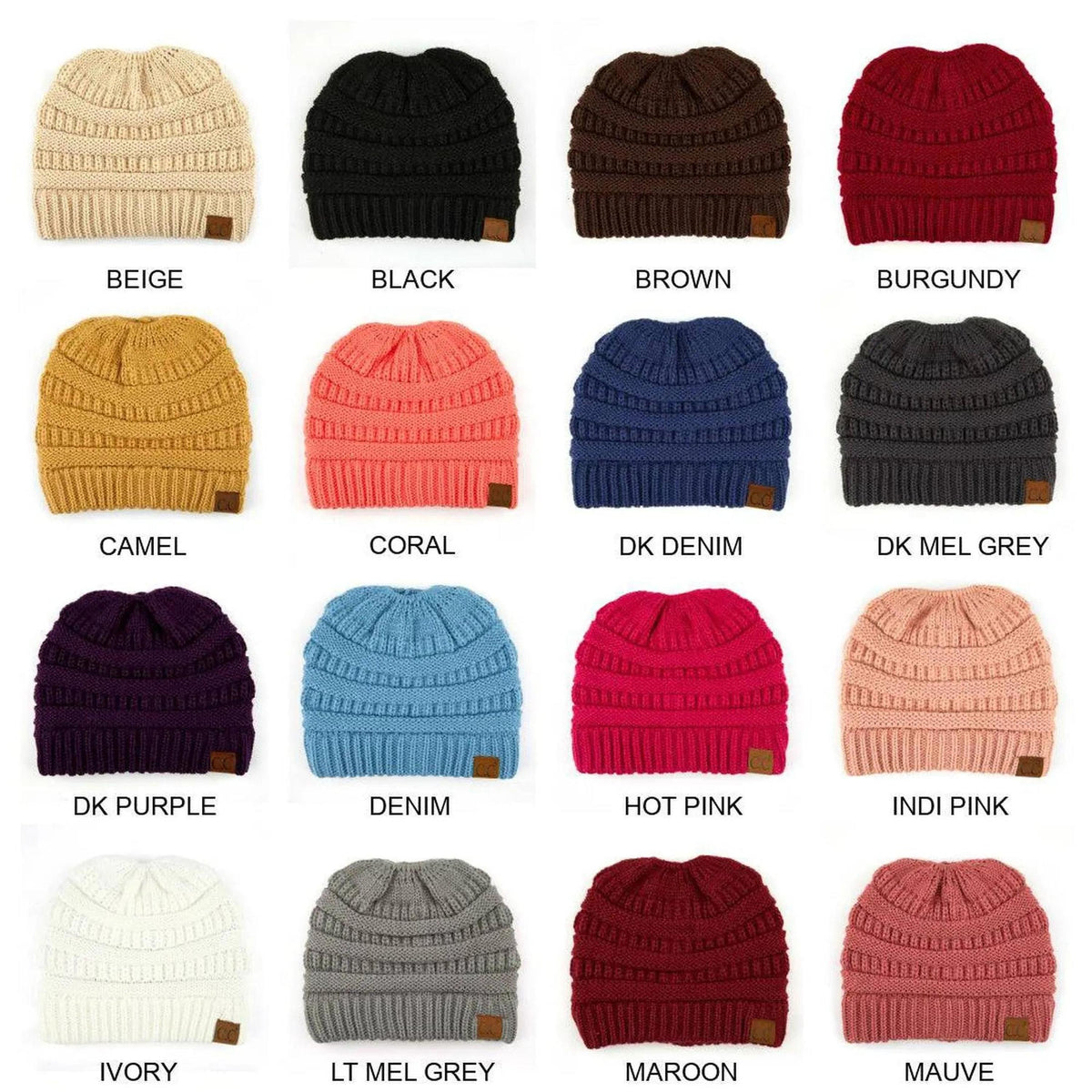 CC Messy Bun Adults and Kids Ponytail Beanies Hats - Truly Contagious