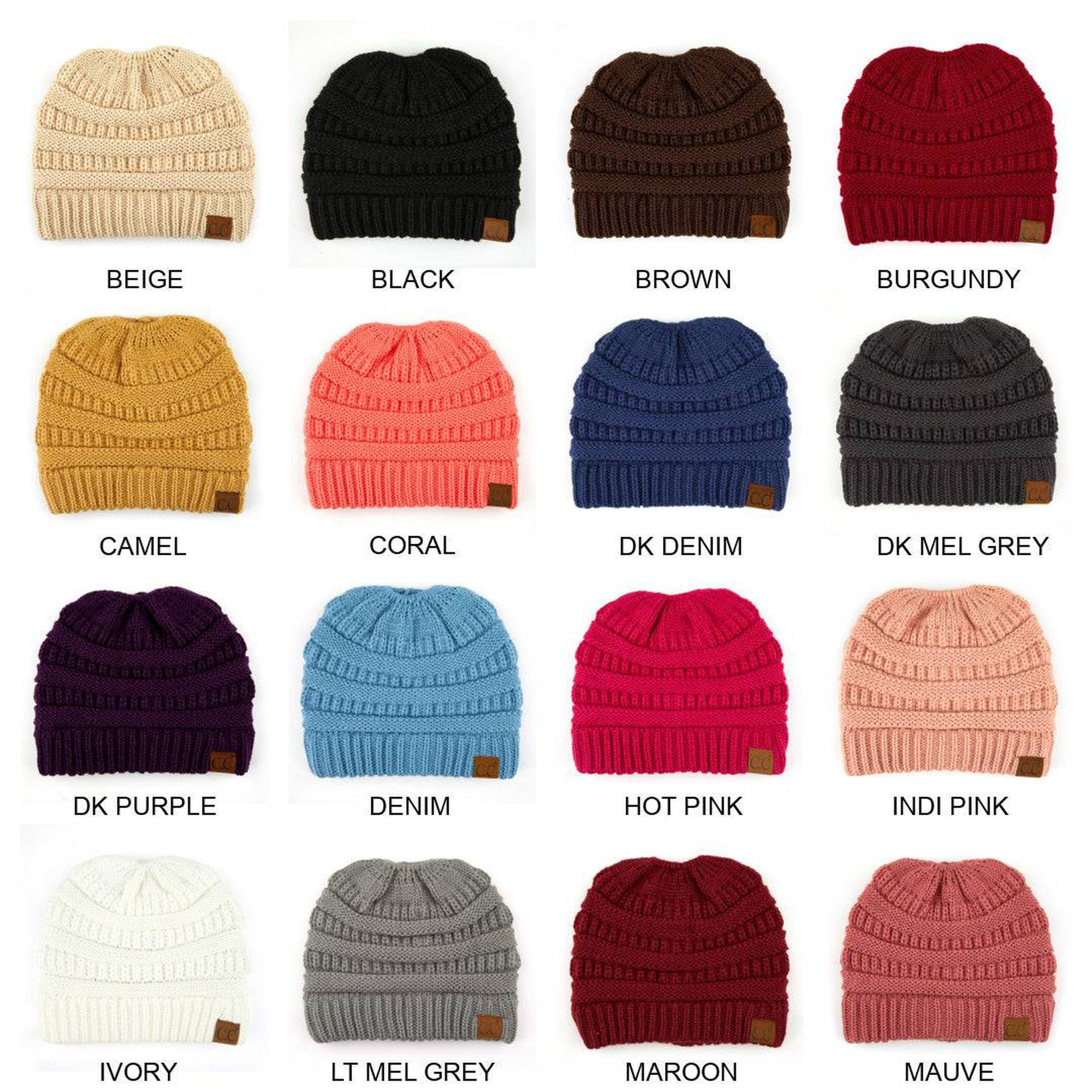 CC Messy Bun Adults and Kids Ponytail Beanies Hats - Truly Contagious