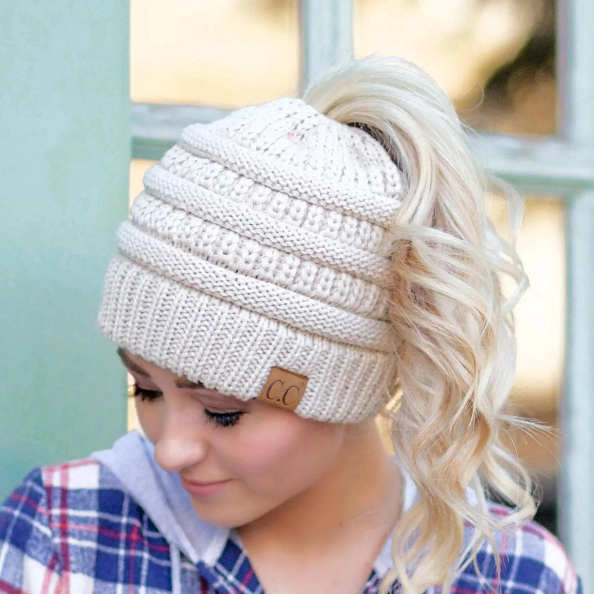 CC Messy Bun Adults and Kids Ponytail Beanies Hats - Truly Contagious