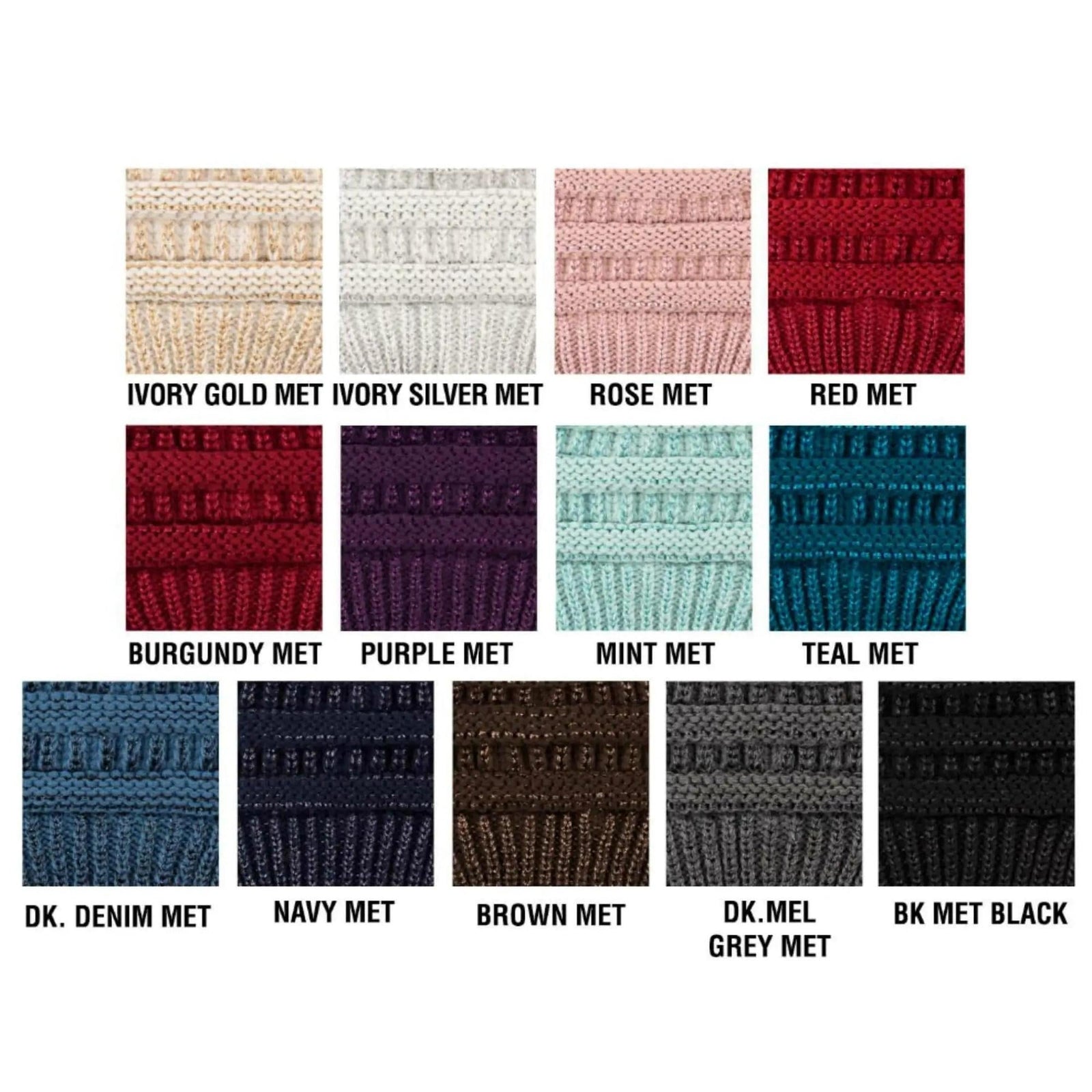 CC Messy Bun/Pony Metallic Beanie - Truly Contagious