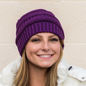 C.C® Metallic Cable - Knit Beanie – Unisex Shimmer Winter Hat, Soft Acrylic, One Size - Truly Contagious