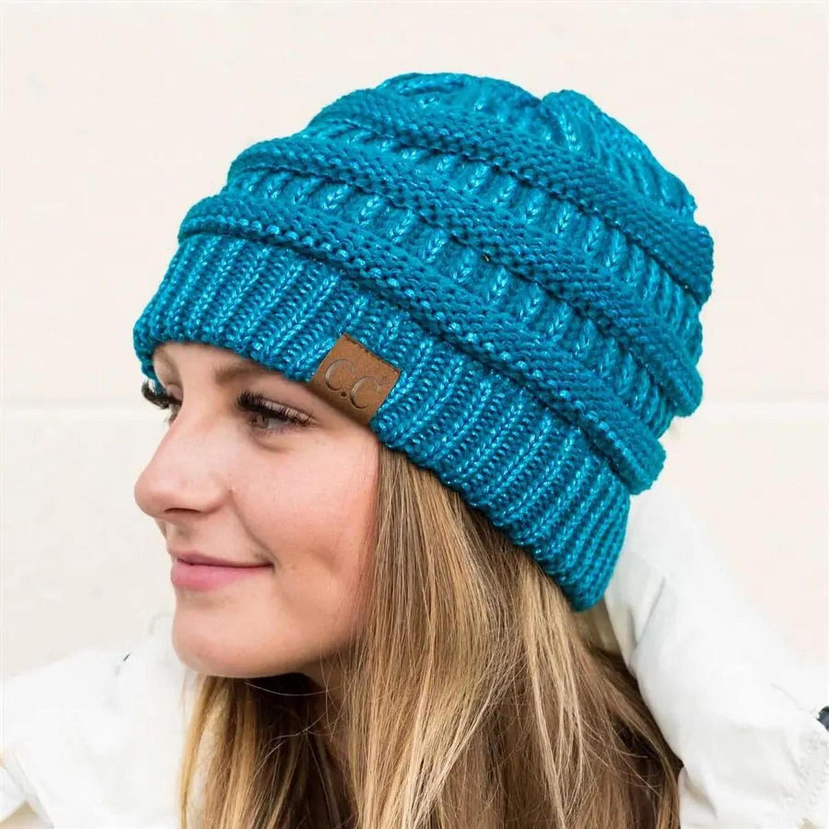 C.C® Metallic Cable - Knit Beanie - Unisex Shimmer Winter Hat, Soft Acrylic, One Size - Truly Contagious