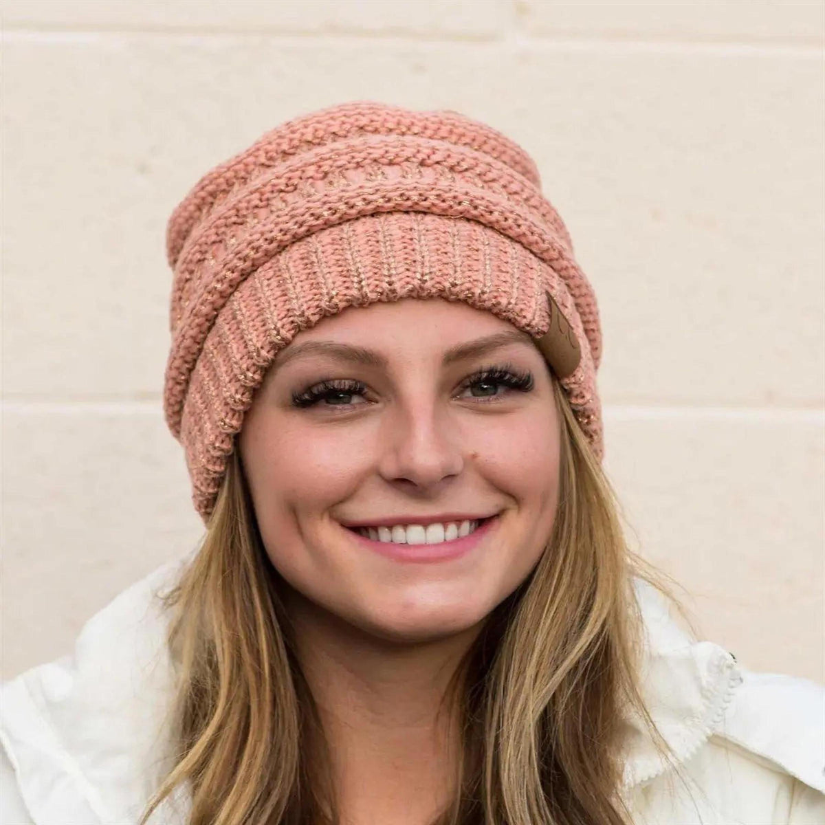 C.C® Metallic Cable - Knit Beanie - Unisex Shimmer Winter Hat, Soft Acrylic, One Size - Truly Contagious