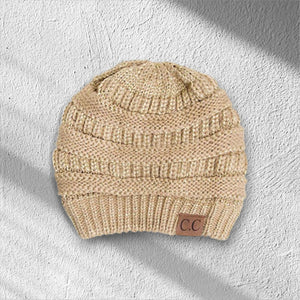 C.C® Metallic Cable - Knit Beanie – Unisex Shimmer Winter Hat, Soft Acrylic, One Size - Truly Contagious