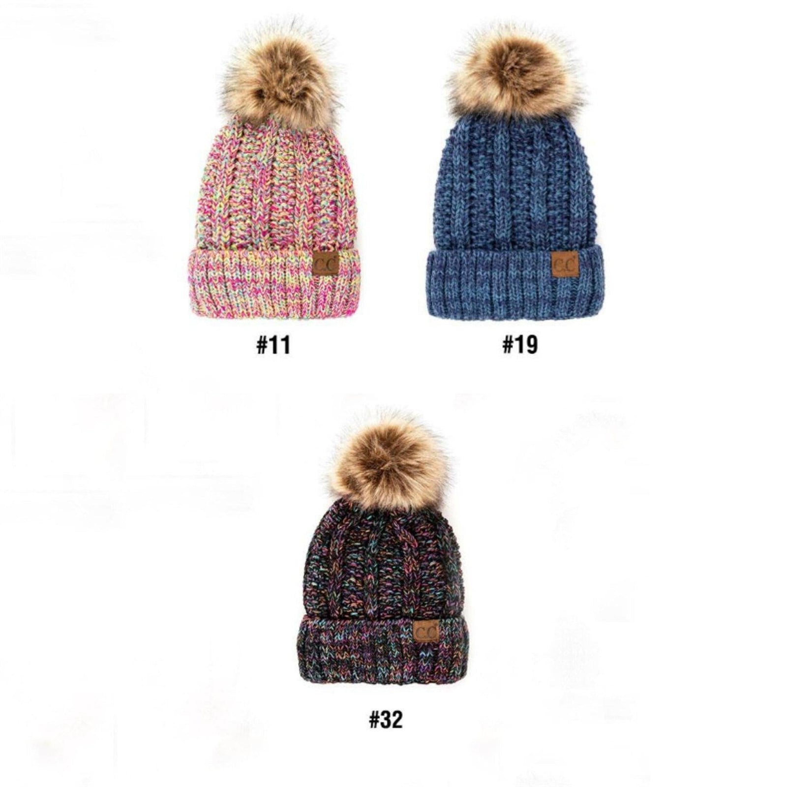 CC Multi - Color Faux Fur Pom Beanie - Truly Contagious