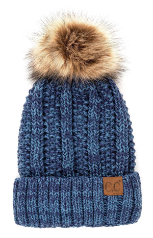 CC Multi - Color Faux Fur Pom Beanie - Truly Contagious