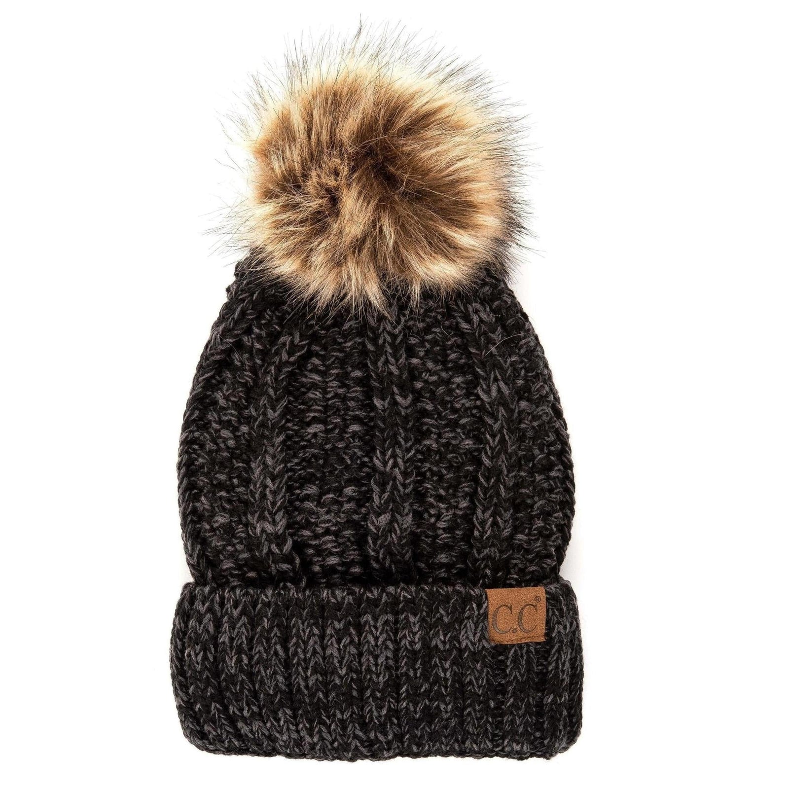 CC Multi - Color Faux Fur Pom Beanie - Truly Contagious