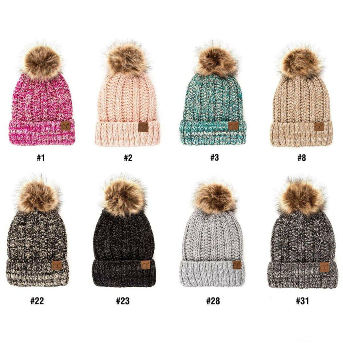 CC Multi - Color Faux Fur Pom Beanie - Truly Contagious