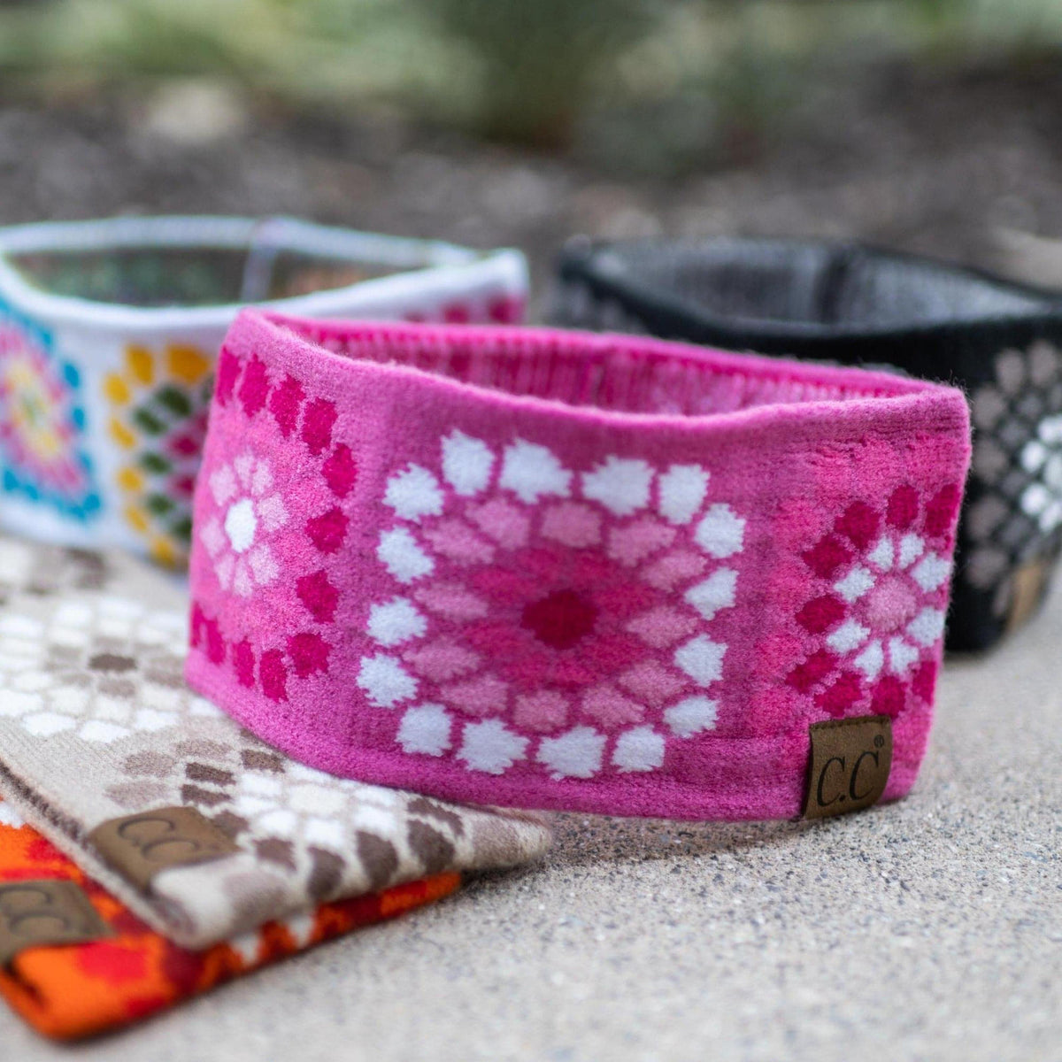 CC Multi - Color Flower Crochet Printed Pattern Head Wrap - Truly Contagious