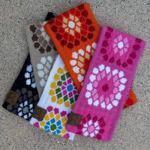 CC Multi - Color Flower Crochet Printed Pattern Head Wrap - Truly Contagious