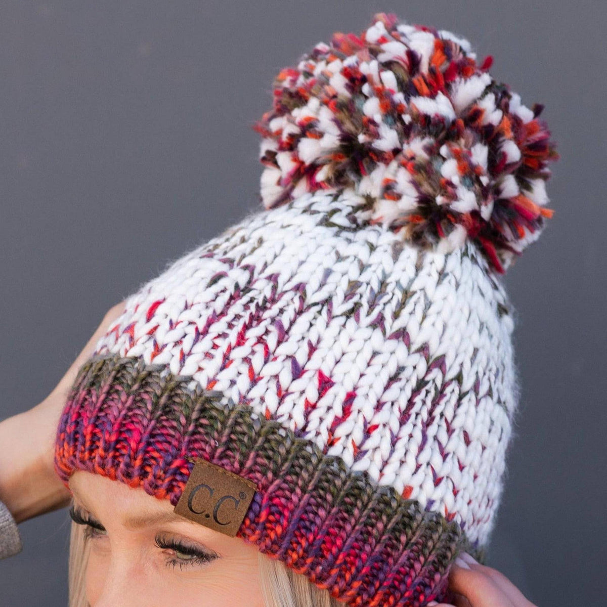 CC Multi - Color Yarn Beanie with Pom - Truly Contagious