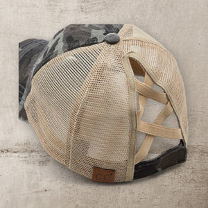CC Multi - Level Criss Cross Women's Baseball Ponytail Cap Hat - Truly Contagious