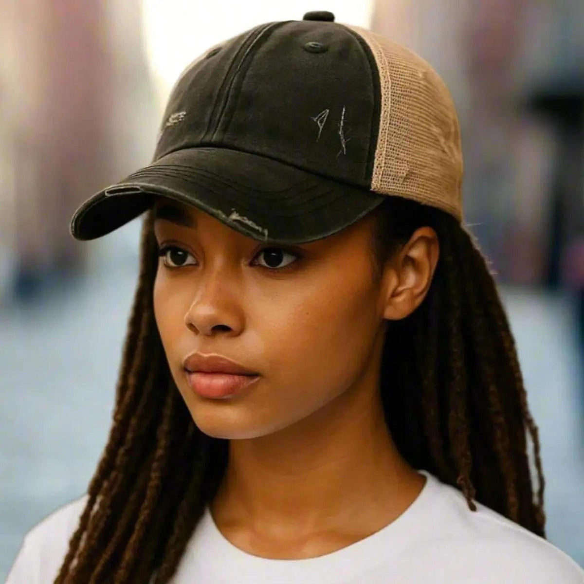 CC Multi - Level Criss Cross Women's Baseball Ponytail Cap Hat - Truly Contagious