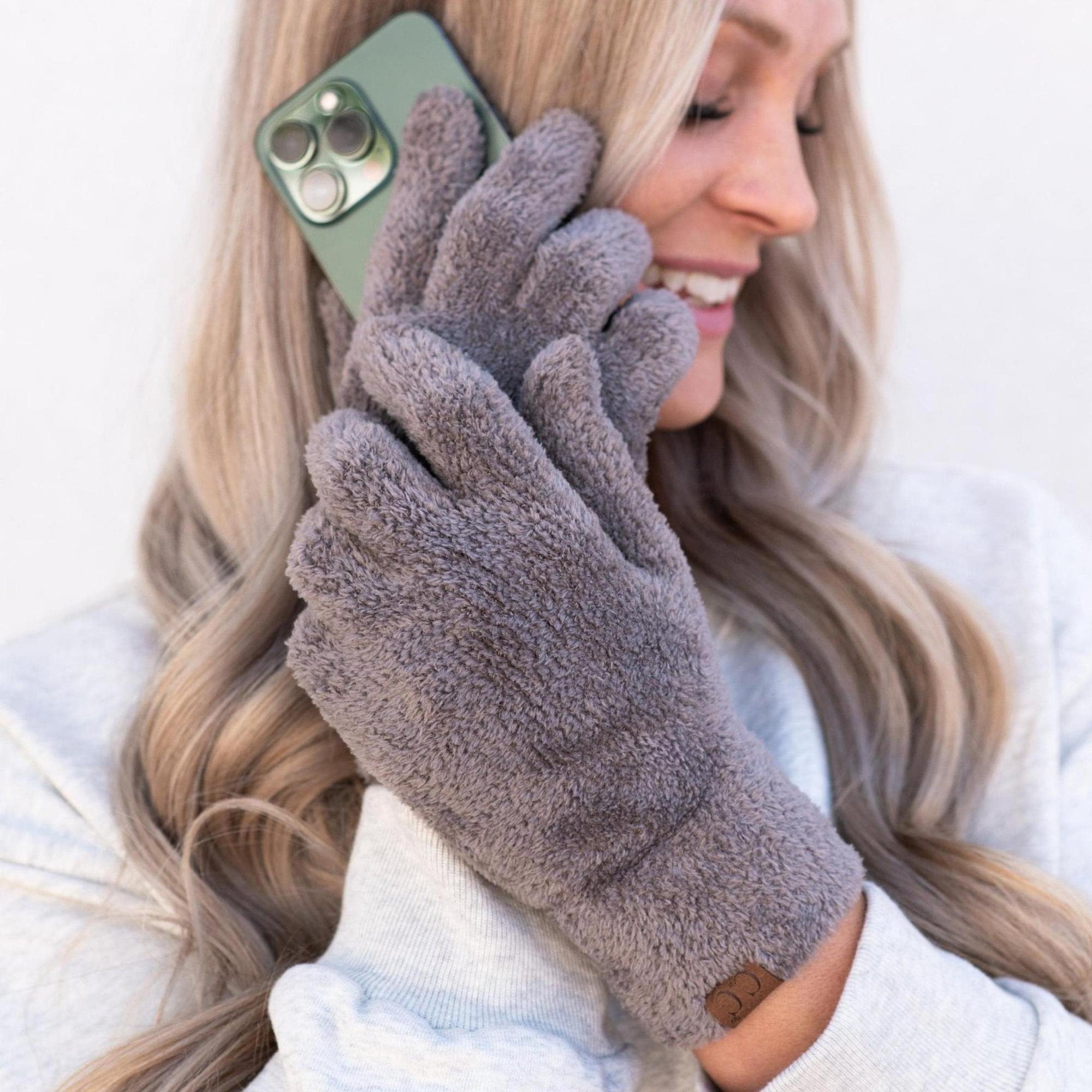 CC Plush Chenille Gloves Hot Pink