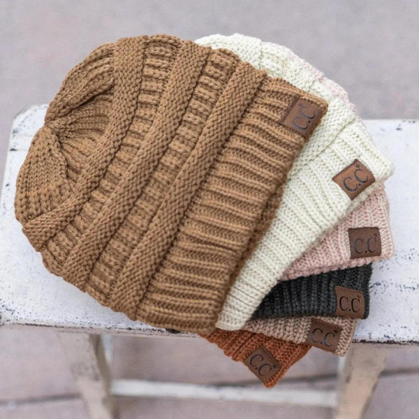 Cable Knit Beanie C.C Acrylic One Size Unisex Hat - Truly Contagious