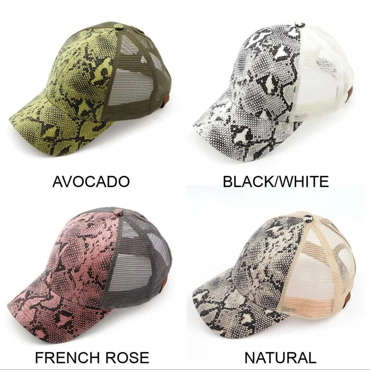 CC Popular Pattern Messy Bun Pony Cap Women, Teens and Kids Trucker Hats - Truly Contagious