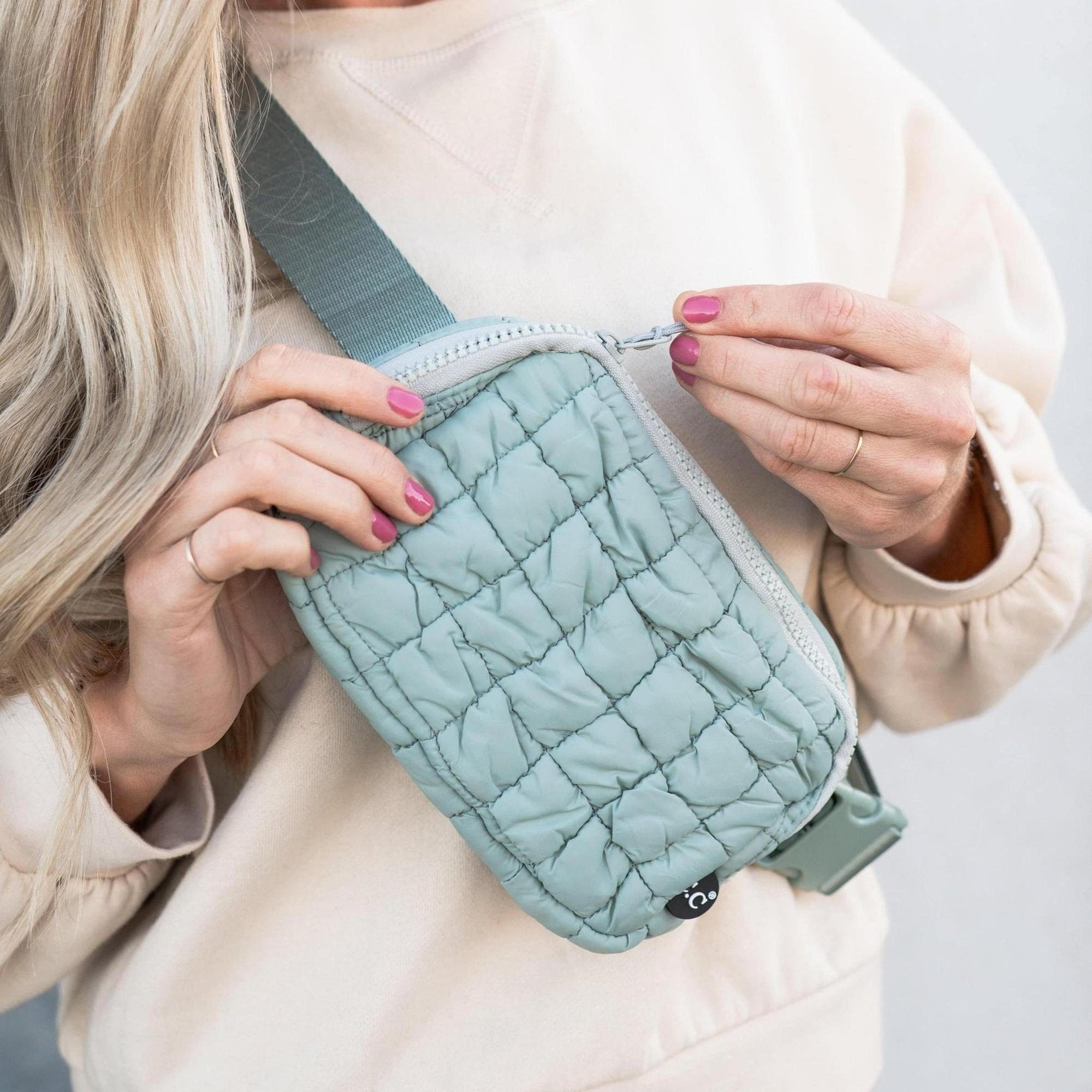 lululemon belt bag puffer C.C Quilted Puffer Belt Bag Fanny Pack Sage